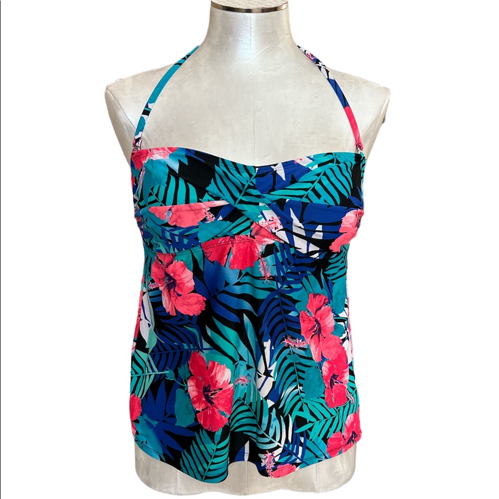 Catalina women’s Tankini swim halter top colorful floral like new M (8-1…